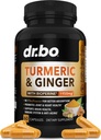 Kurkuma BioPerine & Ginger Supplement - 1950mg Organic Tumeric ja Curcumin BioPerine Black Pepper Pillerit - Kurkuma ja inkivääri täydentää 60 kapselia