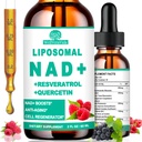 NAD-lisät naisille ja miehille, liposomaalinen NAD Nikotinamidi Ribosidi Resveratrol 900 mg, TMG, Quercetin, B3-vitamiini, orgaaninen nestemäinen NAD Resveratrol-lisä pitkäikäisyyttä, energiaa, anti-aging, Focus