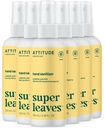 ATTITUDE Hand Sanitizer Spray aikuisille ja lapsille, EWG Varmennettu, Tappaa bakteerit ja germs, Vegan, Lemon lehdet, 3.38 Fl Oz (Spray Bottle) (Pack of 6)