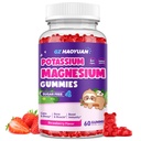 Magnesium Gummies for Kids - Magnesium Glycinate Gummies with D3-vitamiini, B6, Kalium & Ashwagandha, Magnesium lapsille ja aikuisille Rentoutuminen, uni, aivot & luun terveys - Vegaani mansikka 60ct