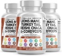 Clean Nutraceuticals Lions Mane 20in1 Sienilisä Turkin pyrstöllä Reishi Cordyceps Chaga Maitake Meshima Poria Cocos Shiitake Oyster Porcini Enoki - 3Pack