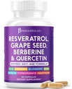 JB Wellness Resveratrol Grape Seed Extract, berberiini, Quercetin - Polyfenoli Supplement naisten ja miesten kanssa Noni Extract, N-Acetyl Cysteine, Acai Extract - 60 kapselia