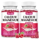 Kalsium Magnesium Sinkki Gummies-Kallium Magnesium 2:1 suhde D3-vitamiinin, K2, B6, B12 luun vahvuus, lihasten toiminta & hermojen terveys, extra Imeytyminen Formula, Vegaani, Vadelma maku 120 Gummy