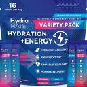 HydroMATE Elektrolyytit Powder Drink Mix Packets Hydraation Accelerator Low Sugar Party Favors for Rapid Recovery C-vitamiini Plus Comfeine Variety Pack 16 Sticks