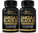 FREZZOR Omega 3 Black for Joint Care & Comfort - Uusi-Seelanti Green Lipped Mussel Oil Kapselit; 53x Korkeampi Potenssi UAF1000+ Super antioksidantti, Ei Fishy Jälkimaku, 60 Luku (Pakkaus 2)