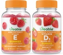 Elinkelpoinen E-vitamiini + D-vitamiini 10000 IU, Gummies Bundle - suuri maku, vitamiinilisä, gluteeniton, GMO-vapaa, purukumi