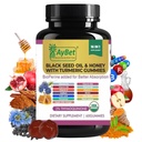 Black Seed Oil & Honey with Turmeric Gummies with BioPerine, Apple Sider Viinietikka, Biotiini, Sinkki & Vitamiinit C D3 B12 