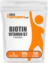BulkSupplements.com Biotin 10000mcg jauhe - B7-vitamiini, hiukset, iho ja kynnet - Gluteeniton, 1 g per tarjoilu (10 mg Biotin), 100g (3.5 oz) (Pakkaus 1)