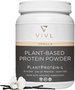 Kasvi Proteiini-L Powder Vanilja, Luomu, Ei meijeri, Ei sokeria, Ei gluteenia, Keto, Low Carb, Clean Ingredients, Low Fodmap, for Men & Women, 25g, 27 Servings, 33oz