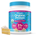 Orgain Organic Vegan Protein Powder, Syntymäpäiväkakku - 21g Kasvipohjainen proteiini, 7g Prebioottikuitu, matala Net Carb, Ei laktoosia Ainesosat, ei lisättyä sokeria, ei GMO, Shakes & Smoothies, 1.02 lb
