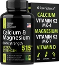 Kalsiumsitraatilla D3-vitamiinilla K2 ja magnesiumilla Glycinate - Luun vahvuus täydentää - kasvipohjainen kalsium täydentää naisille ja miehille - Magnesium ja kalsium D3 K2 pillereitä luun terveyteen - 90 kapselia