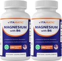 Vitamaattinen magnesium B6-180 kasvissyöjä Tabletit (Peittämätön) - Lisätty B6 Maximum Imeytyminen - Tukee lihasten, nivelten ja sydämen terveys - 2 pakkaus
