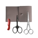LIVINGO 4,5 tuumaa Parta ja viikset sakset miehille, Professional pyöristetty kärki turvallisuus Sharp ruostumaton teräs Pieni kauneus Kasvot Nenä hiukset Trimming Shears Kit Mini Comb ja nahka tapauksessa