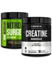 Jacked Factory NITROSURGE Pre harjoitus täydentää - Instant Strength Voitot & Intense Pumps (30 tarjoilua, Sour persikkarenkaat) & Creatiini Monohydraatti lihasten kasvua (30 tarjoilua, makuamaton)