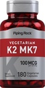 Piping Rock K2 MK7 vitamiini täydentää 100 mikrog ... 180 kasvissyöjäkapselit naisille ja miehille...