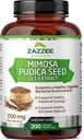 Zazzee Mimosa Pudica Seed 10:1 uute, 200 vegaanista kapselia, 1100 mg, 3+ kuukauden toimitus, Potent 10:1 uute, ei-muuntogeeniset ja kaikki luonnolliset