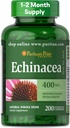 Puritan's Pride Premium Echinacea Natural Koko herb Herbal Supplement 400mg, Ravintolisä terveyttä, Immuunijärjestelmän tuki, 200 Nopea julkaisu kapselit