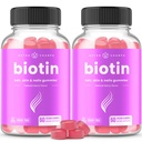NutraChamps Sugar Free Biotin Gummies 10000mcg [High Potency] - Terve hiukset, iho & kynnet naisille, miehet & lapset - 5000mcg kunkin Gummy - Vegaani hiusten terveys vitamiinit täydentää - Vadelma (2-Pack)