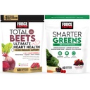 Bundle of Force Factor Yhteensä Beets Ultimate Heart Health Verenpaine tuki purut CoQ10, 60 pehmeät purut + Smarter Greens Superfood Chews, tukea Digestion, 60 pehmeät purut