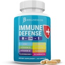 Immuunituki 8 in 1 kapselit - Sinkki Supplement, D3-vitamiini, C-vitamiini ja Elderberry - Immuuni Booster täydentää Echinacea, inkivääri juuri, ja Turmeerinen