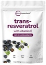 Puhdas Trans- Resveratrol-jauhe, jossa on E-vitamiinia, 5 Ounce, 2 in 1 Formula, Micronized Powder for Better Imeytyminen, Premium Resveratrol-lisä, Super Antioksidantti
