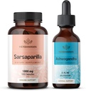 HERBAMAMA Sarsaparilla ja Ashwagandha Kit - 1000 mg Sarsaparilla juurikapselit & Ashwagandha juuriväri 2 fl oz - Vegaani, muu kuin GMO, sokeri ja alkoholiton - 2 pakkaus