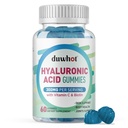 Hyaluronihappo Gummit, hyaluronihappolisät C-vitamiinilla ja Biotiinillä 5000 mcg ihon, hiusten, kynsien terveys, nivelet lisäravinteet naisten ja miesten, alhainen sokeri, vegaaninen, ei-GMO, 60 kreivit