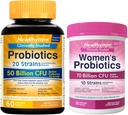 NewRhythm Gut & Feminine Health Bundle, Probiootit 50 miljardia PMY & Naisten Probiootit 70 miljardia PMY, Daily Gut Health & Feminine Care, 90 kapselia Yhteensä (paketti 2)