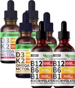 NUSAVA-vitamiini B12 nestepisarat Bundle, mansikan makuinen D3 K2, & vaniljan makuinen D3 K2 - Potent Liquid Vitamiinit sydämen, energian, aivojen ja immuunien tuki - ei-GMO, Gluteenittomat, 2pk