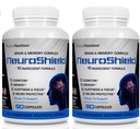 NeuroShield, aivolisäke a Nootropic Brain Booster and Memory Supplement, sisältää Huperzine A, Ginko Biloba, Bacopa Plus Antioksidantteja aivojen terveyteen, moniaine, 2 pulloa, 180 kapselia