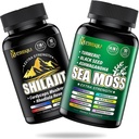 Sea Moss and shilajit Bundle - 90 Count - Sea Moss, Black Seed Oil, Ashwagandha, Turmeric & Shilajit, Burdock, Blackderwrack 21 in 1 Lisäravinteet (2 pakkausta) Ruskea-2