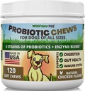Probiootit koirille - Dgestive Health, Gut Flora, Bowell Support, Immunomy System Support - Soft Chews täydentää koirille 120 ct, Valmistettu USA