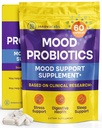 InnovixLabs Mood Probiootti naisille ja miehille, kliinisesti tutkittu digestiivinen ja mielialatuki, Lactobacillus helveticus Rosell-52ND & Bifidobacterium longum Rosell- 175, 60 kapselia