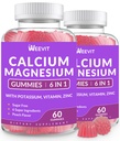 Sugar Free Calcium Gummies w/Vitamin D3 K2, Kalsium Magnesium Sinkki Gummies Bone, Lihas ja immuuni, Algae CA Magnesium 2:1 Ratio Kalsium Supplement naisten ja miesten - Vegan