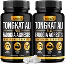 (2 pakkaus) Tongkat Ali Fadogia Agrestis miesten lisäravinteet, mies typpioksidi Booster Longjack Tongkat Ali Extract Powder Vitamiineja Test Pump Flow Performance Blend Tongkat-Ali naisille (120 kapselia)