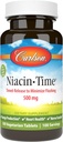 Carlson Niacin-Time 500 mg, B-3 vitamiini, aikavapautettu, 100 tablettia