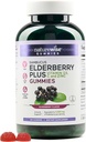 NatureWise Sambucus Elderberry Gummies - Immuuni Support Supplement for Kids Ages 4+ & Aikuiset C-vitamiinia, D3, Sinkki - vanderinmarjat ekvivalentti 3520mg - Vegan, ei-GMO - 180 Count[90-päivä tarjonta]