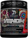 DRAGON PHARMA Venom Extreme Potency Pre-Workout, Laser Sharp Focus + Energia, Intense Performance, Todistetut ainesosat tehostetun vasodilaation & Endurance (40 Servings, Mangonada)