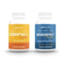 Paleovalley NeuroEffect + Essential C Complex Bundle - Neuro Mushroom Coffee Extract, C-vitamiini täydentää 450g Focus, Muisti, Energia, Immuunituki, Organic Superfoods