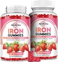 Rauta Gummies - kalsium, sinkki, Folaatti & B12, C, B6 aikuisille & Kids - Veren Builder & Energy Tuki Iron Definition, Anemia, Vegan - 2 Pack Mansikka maku 60 Gummies