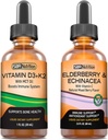 SBR Nutrition D3+K2 ja Elderberry Bundle-vitamiini D3K2 (MK7) nestemäiset tihkurat, piparminttu,1oz,1oz.