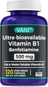 2 in 1 Parannettu Formula: B1-vitamiini Benfotiamiini 500 mg, rasvaliukoinen B-1, 500 mg - 120 kapselia (1)