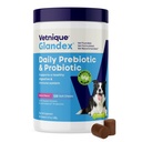 Vetnique Glandex Daily Probiootit koirille prebiootit tukea Gut Health kuidut ja digestiivinen Enzymes, Probiootti purukumia tai jauheita (120ct Chews, Bacon Chews)