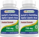 Best Naturals Acetyl L-karnitiini ja Alfalipoiinihappo 750 mg 120 kapselia (120 kpl (Pakkaus 2))