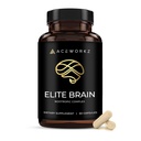 Elite Brain - Nootropic Supplement for Focus, Memory & Mental Clarity - ALCAR, Lions Mane, ALA, L-Theanine, B-vitamiini Complex - Natural Energy, Kofeiinivapaa (60 kapselia)
