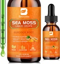 Sea Moss Liquid Drops - Organic Irish Sea Moss Raw Gel Burdock Root, Tumeric, Spirulina, Seaweed Moss Gel Supplement for Gut Health & Antioxidantti tuet - 2 Fl Oz