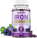 Naiset ja miehet rauta Gummies for Women and Men, Iron Gummies with Folate, B12-vitamiini, Sinkki & D3 for Blood Building, Energy Boost, Immuuni tuki & Bone Health, Hellävarainen Imeytyminen, Vegan, Grape Educt 60ct