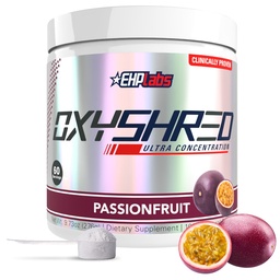 EHP Labs OxyShred Pre Treenout Powder & Shredding Supplement - Preworkout Powder with L Glutamiini & Acetyl L Carnitine, Energy Boost Drink - Passionhedelmät, 60 tarjoilua