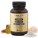 I Am Joy co. Ormus Shilajit Lion's Mane - Ultimate Brain Power! Monoatomic 24k Gold - Ainut Blend of its Kind for Energy, Memory, & Focus - 60 Vegan Kapselit
