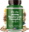 Sieni Complex Kapselit, 13-in-1 Sieni Supplement, Lion's Mane, Reishi, Cordyceps, & More, Edistää Focus, Clarity, & Memory, Extract Supplement, 1 kuukausi Supply, 60